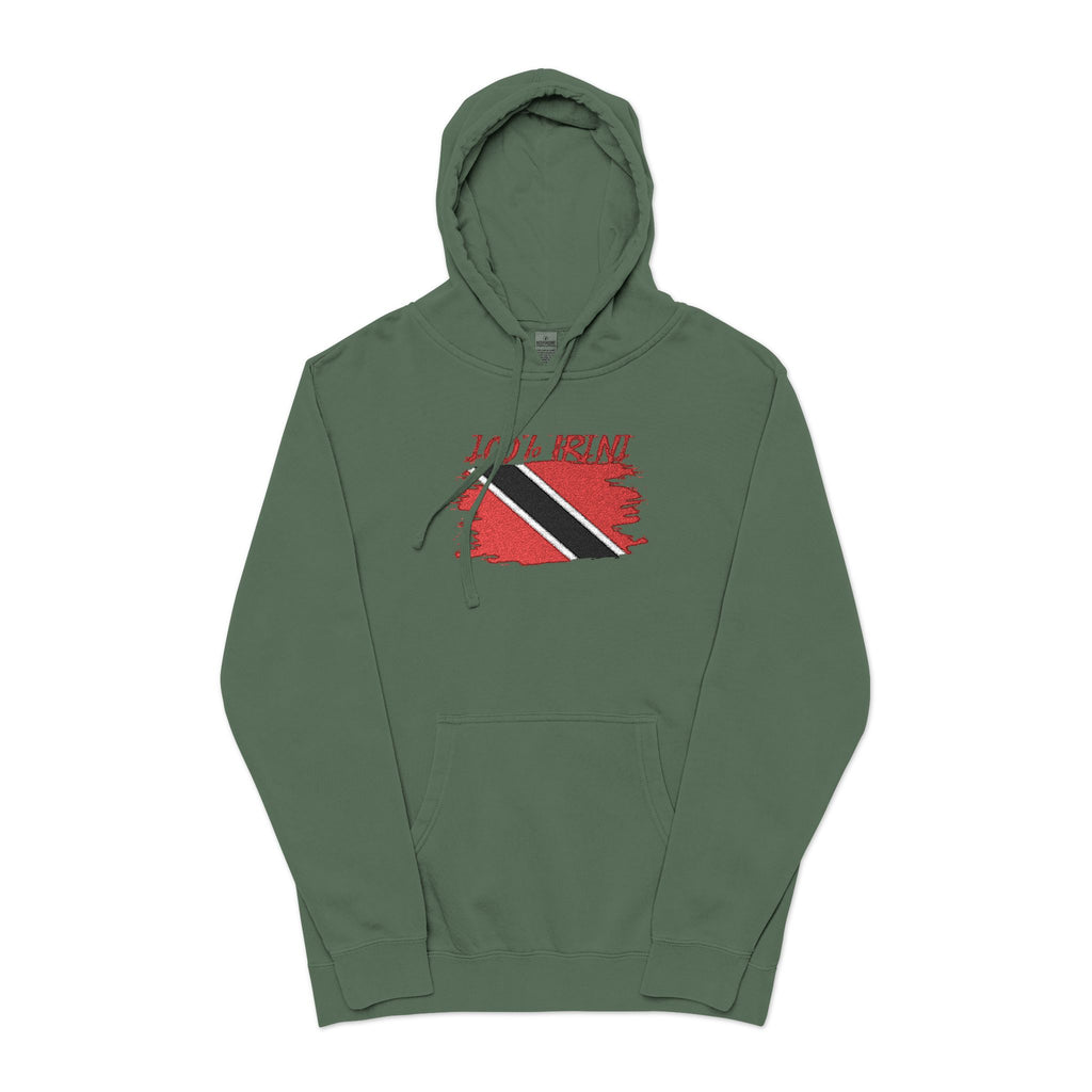 Trinidad Flag Distressed Hoodie — Vintage Pigment-Dyed Pullover